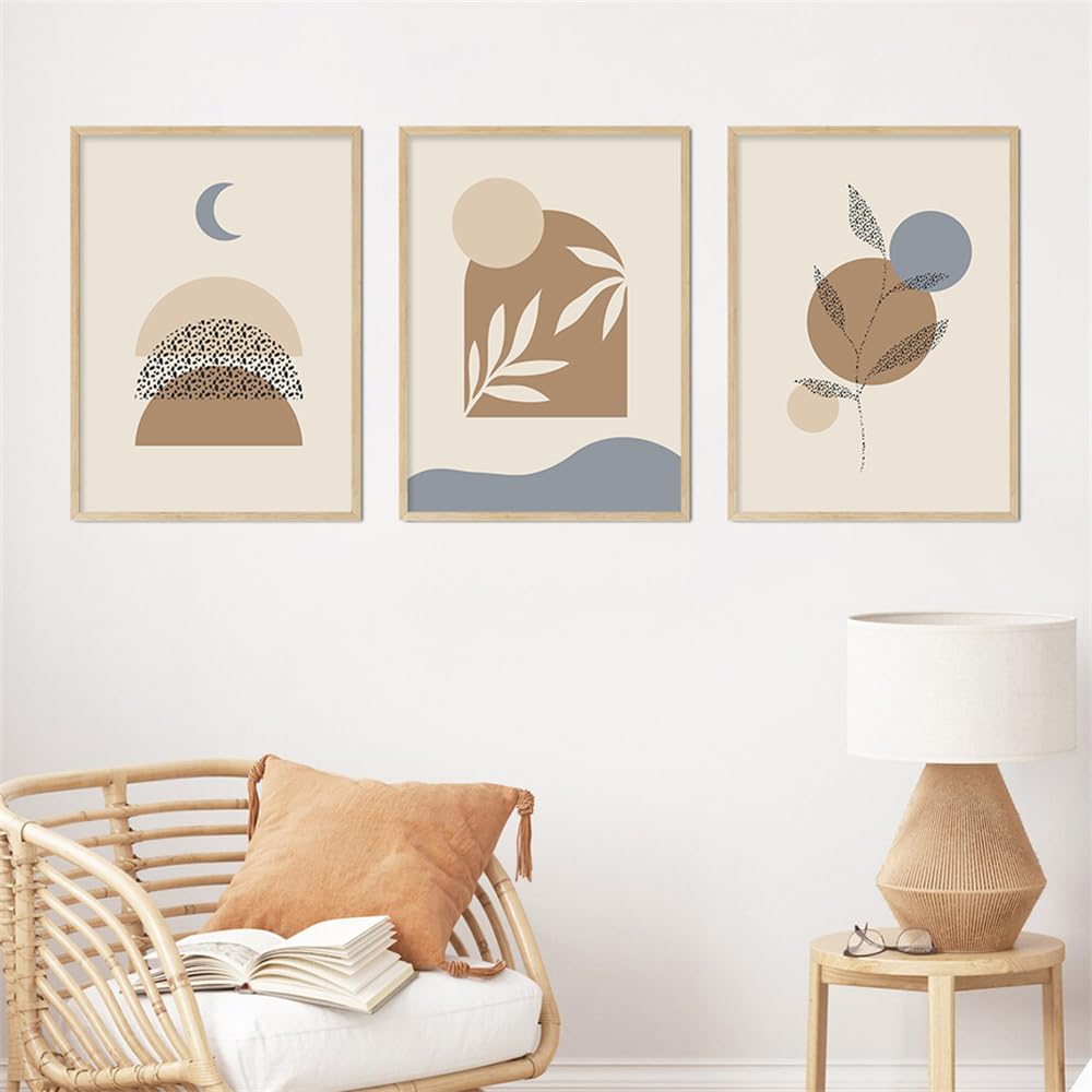 WBYZAC Botanical Posters-Abstract Leaves Geometric Moon Beige Boho Posters Canvas Painting Wall Art Print Picture Bedroom Living Room Kitchen Home Decor-60 * 80cm*3PCS (No Frame)