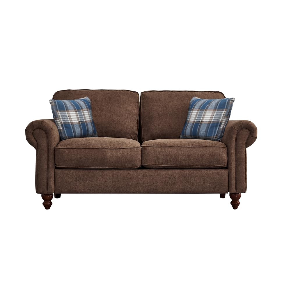 Panana 2 Seater and 3 Seater Sofa Vintage Style Sofa, Timeless Linen Fabric Settee with Roll Arm Padded Upholstery,Black 2 Seater (Brown, To 2 seats)