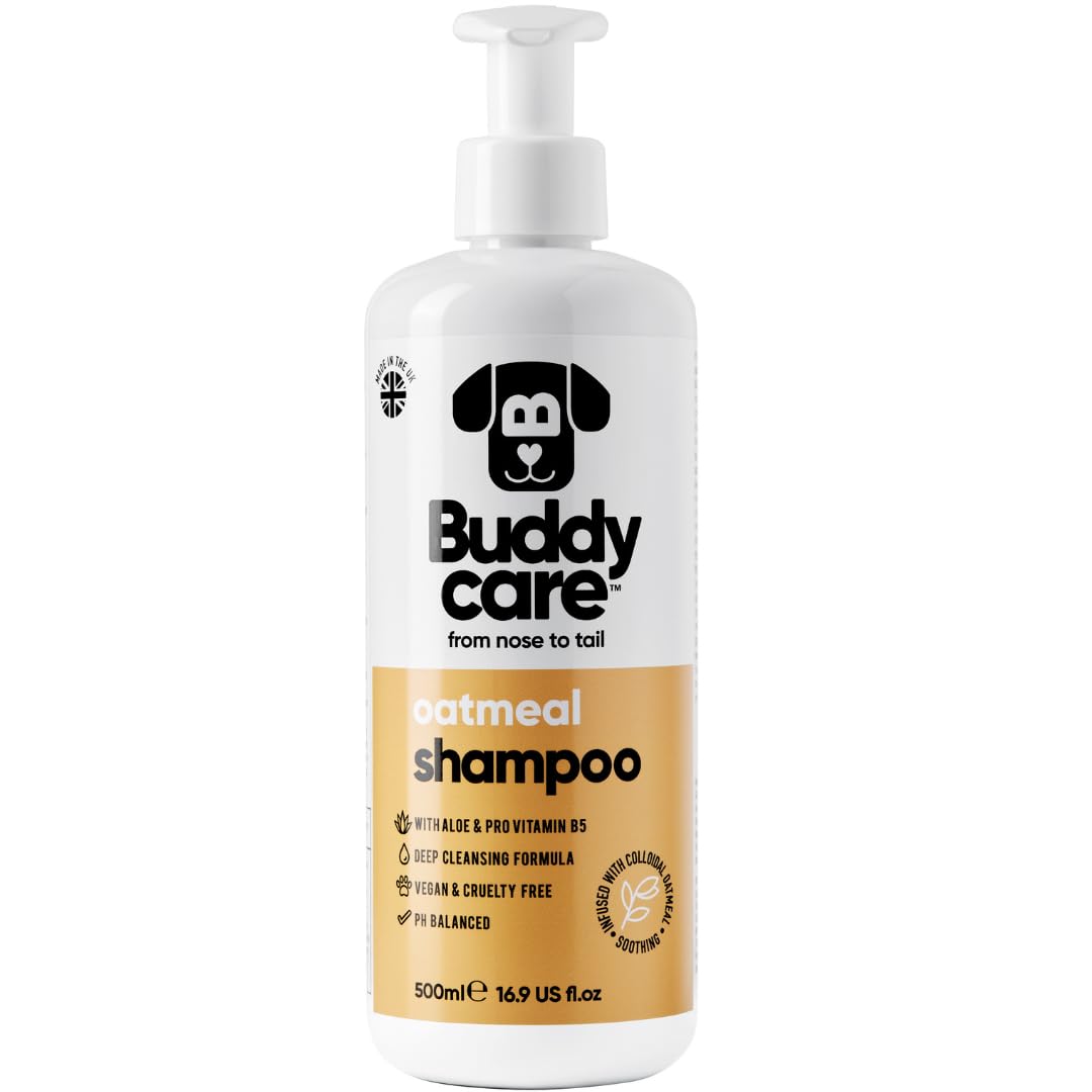Buddycare Oatmeal Dog Shampoo (500ml) Gentle for Sensitive or Itchy Skin with Aloe Vera to Help Itch Relief Dog Shampoo for Smelly Dogs
