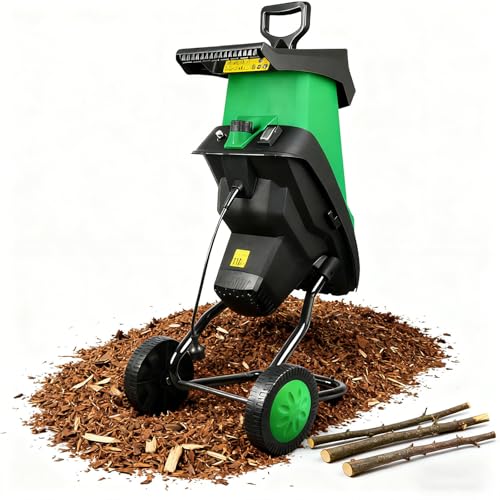 Sushangmao Biotrituratore da Giardino Elettrico da 2400 W, con Sacco Staccabile da 50 L E 2 Set di Lame in Acciaio al Manganese, Biotrituratore da Giardino Elettrico, Tritura Fino A 1,57 Pollici