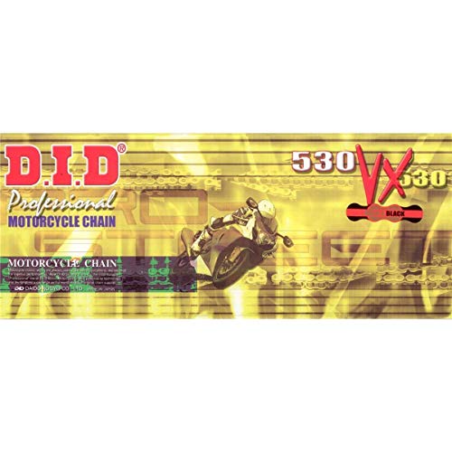 DID X-Ring Kette 530 VX gold/schwarz mit 114 Gliedern offen mit Hohl-Niet-Schloss