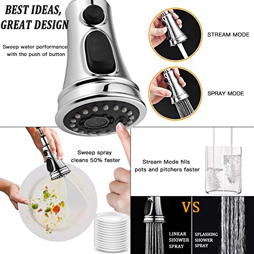 Touchless Kitchen Faucet,Soosi Motion Sensor Single Handle Automatic Kitchen Faucets One/3 Hole 3-Function Kitchen Faucets With Pull Down Sprayer Spot Free Polished Chrome Solid Brass Stainless Steel #TOP2