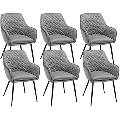 Yaheetech Esszimmerstühle 6er Set, Sessel, Polsterstühle mit Armlehnen, Metallbeine Cover
