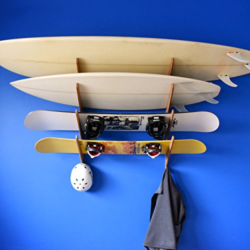 Grassracks Bamboo Surfboard Wall Rack for 4 Boards Kaua'i Quad Surf Rack
