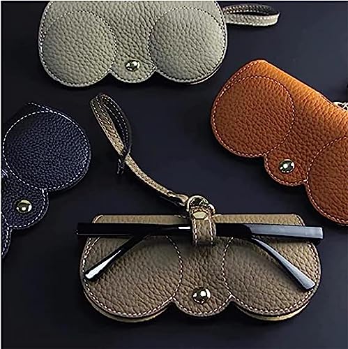 Soft Leather Sunglasses Bag - Leather Glasses Case Holder Portable Slim Sunglasses Pouch Soft Eyeglasses Bag (Black+Blue) #TOP5