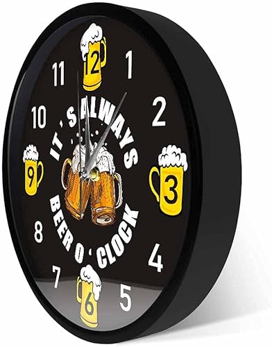 Miniatura 4 de Beer o'Clock - Reloj de pared de taberna con control de sonido, luz LED, amantes de la cerveza, bebedor de cerveza, marco de metal, funciona con
