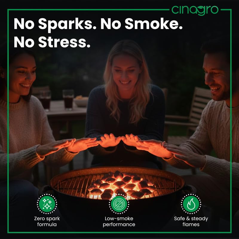 Image of Cinagro Charcoal Briquettes, 500g, All-Natural Coconut Shell, Low Smoke | Pillow Shape Long-Lasting Fire Cubes for Smoky Heat, Even-Burning for BBQ