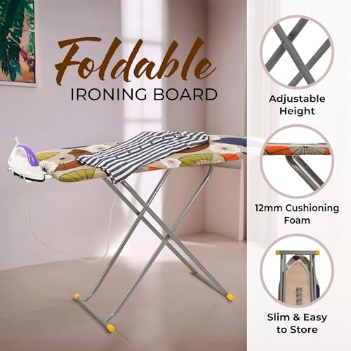 Image of Kuber Industries 15 Inch Adjustable & Foldable Iron Stand for Clothes & Sarees | (Pack of 2) Quick Pressing Board | Ironing Table for Home | Beige