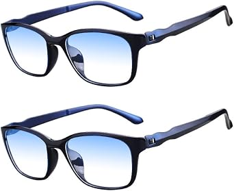Blue Light Filter Reading Glasses for Men Women Matte Finish TR90 Lightweight Reading Aid Glasses with Spring Hinges Pack of 2