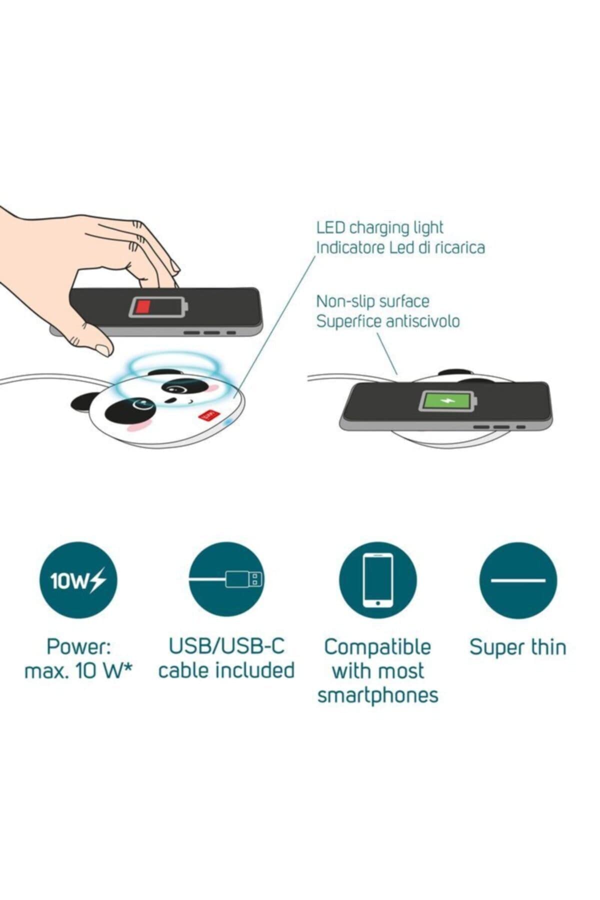 Legami Super Fast 40032431 Caricabatterie Wireless per Smartphone, Multicolore (Panda)