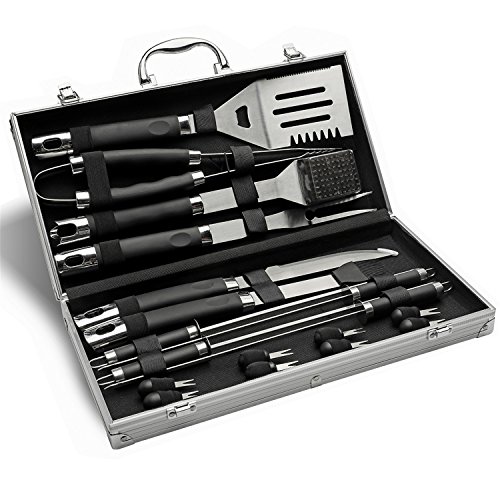 Albessel Professional BBQ Grill Tool Set，Stainless Steel BBQ Grill Set，Outdoor BBQ Grill Tool Set - 19 Pcs with Case