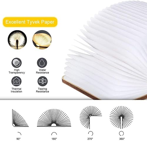 Miniatura 6 de Lámpara de libro plegable novedad lámpara de mesa de madera portátil luz de escritorio LED linterna de papel con USB recargable para regalo