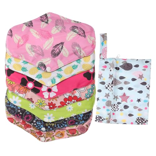 Yardenfun 8 Piezas Unidades de Compresas Menstruales Reutilizables de Bambú con Bolsa Absorbentes y Transpirables para Mujer Protección Cómoda Menstruación y Cuidado Postnatal