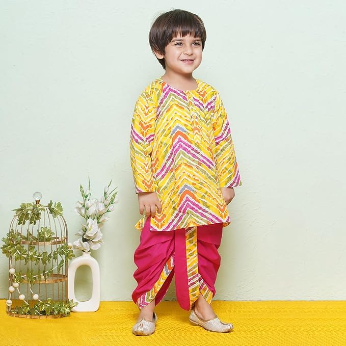 Image of AJ DEZINES Kids Ethnic Wear Pure Cotton Dhoti Kurta Set For Boys
