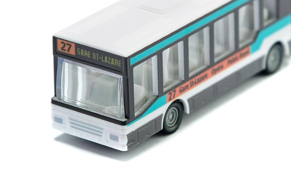 siku 1617001 - Autobus Articulé À Soufflet, Métal/Plastique, Blanc/Turquoise, Pneus En Caoutchouc, Véhicule Jouet Pour Enfants