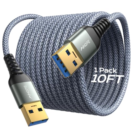 Image of AINOPE USB to USB Cable, 10FT*1Pack USB 3.0 A to A Male to Male Cable [Never Rupture] Double End Type A Cord for Data Transfer, Compatible with Hard Drive Enclosures, Laptop Cooler, KVM, DVD Player