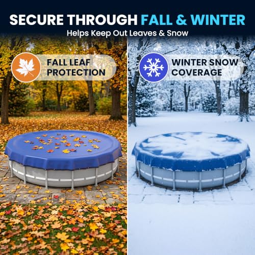21' Round Heavy Duty Winter Pool Cover for Above Ground Pool, Extra Thick & Durable Above-Ground Pool Cover, Tear Resistant, Reinforced Edges, Easy Install, All-Season Use by AquaJoyer - Used condition - Image 3