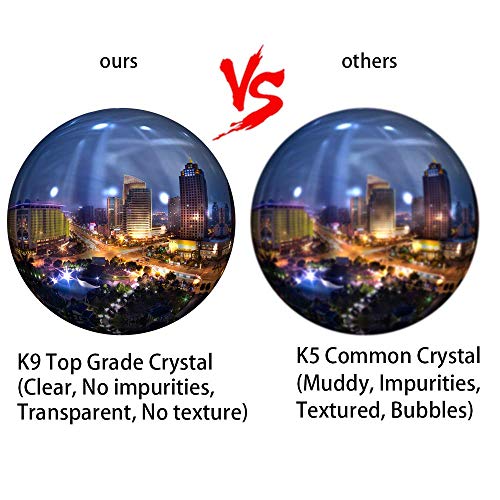 MerryNine 80mm/3.15" Photograph K9 Crystal Ball with Stylish Metallic Stand and Microfiber Clean Cloth, Decorative and Photography Accessory (Clear-Clear)