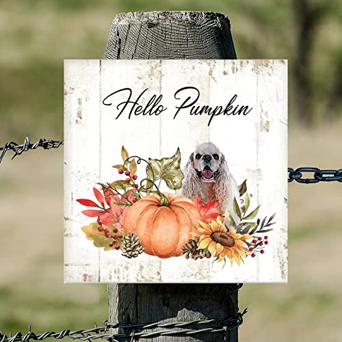 Plaque murale en bois rustique artisanale Hello Pumpkin - 5