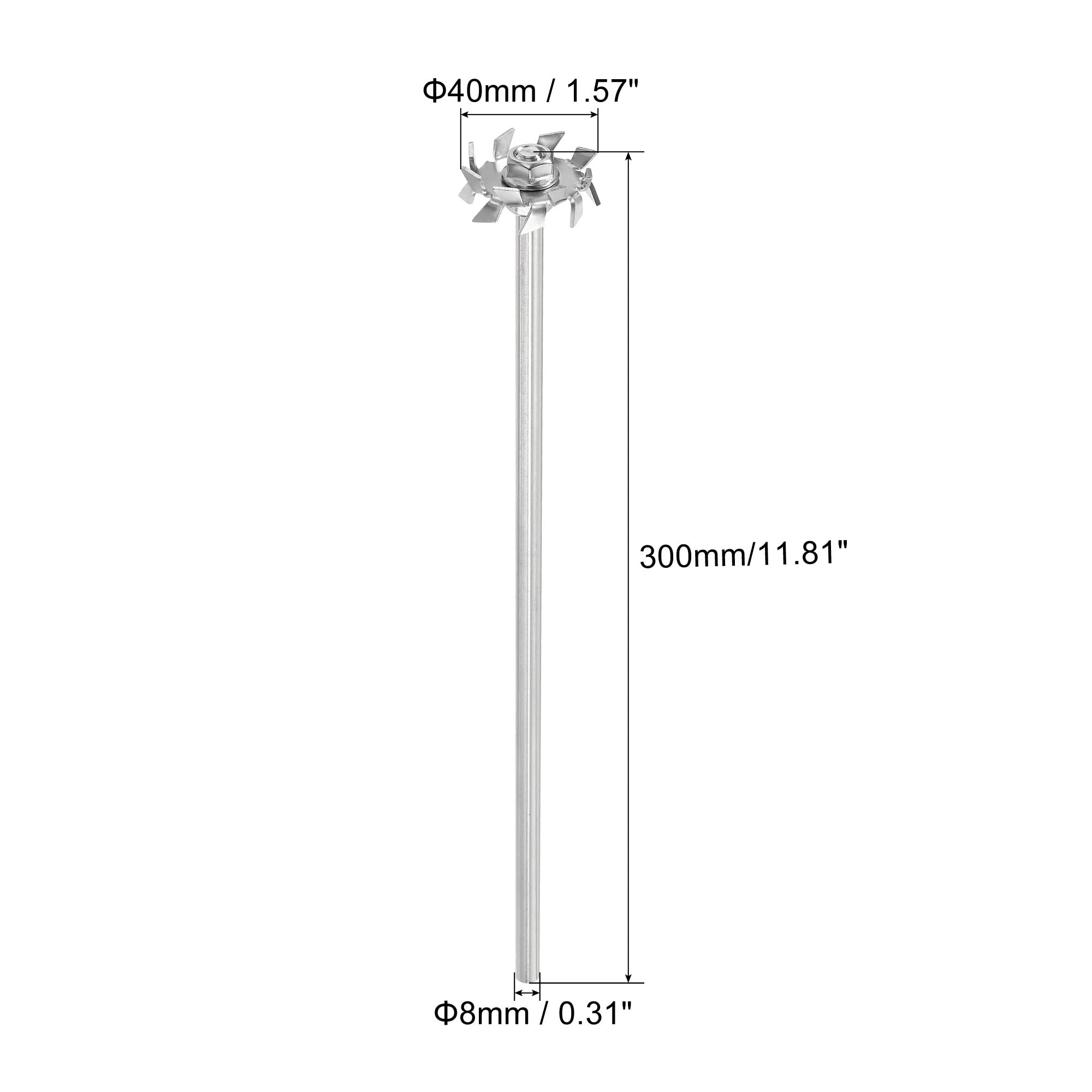 sourcing map 304 Inox Acier Agitation Tige 11.81" Longueur Dispersion Machine Mélange Bâtonnets avec 1.57" ID Dispersion Disque pour Laboratoire, Industriel