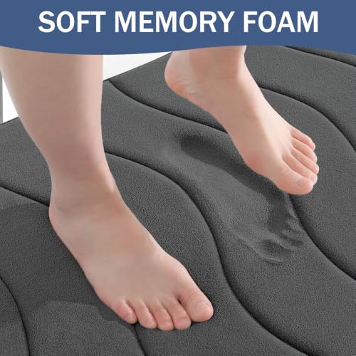 Image of Smiry Memory Foam Bath Mat 32x20, Extra Soft and Absorbent Bathroom Mats