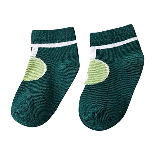 Calcetines de Mujer Grueso Cortos Ligeros Rayas Socks Ligeramente Acolchados Crew Calcetin Simple y Absorción Sudor Calcetas para Niñas y Mujeres Medias (Green, 1-2 Years Old)