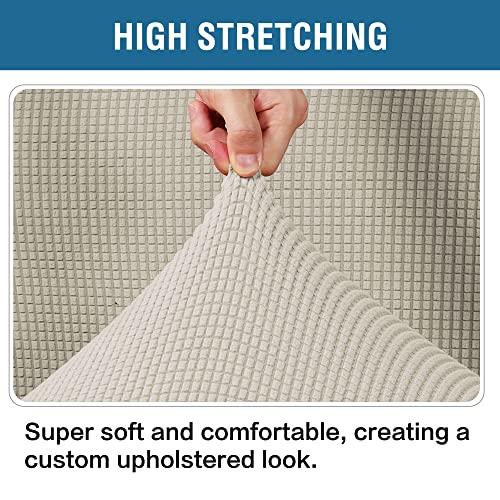 Image of H.VERSAILTEX Ottoman and Sofa Seat Cushion Combined Cover Slipcover Rectangle Sofa Slipcover Fit Length 56'-75' Suitable for L Shaped Seat Cushion Cover or Chaise Part Cover Thick Soft - Island Fossi