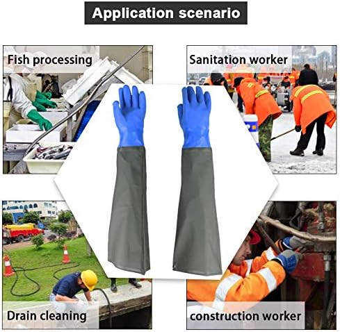 Eiito Drain cleaning gloves,Pond Gloves,Long Rubber gloves,Waterproof Gloves elbow length rubber gloves- 27 Inch Insulated Waterproof Gloves