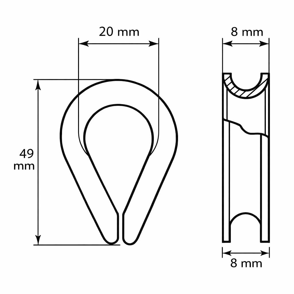 Juego de 10 guardacabos para cuerda de 8 mm de diámetro, galvanizado