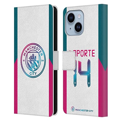 Étui en cuir iPhone 14 Plus Man City Laporte aux finitions haut de gamme