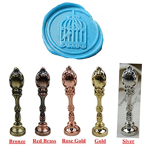 MNYR Birdcage Red Brass Wax Seal Sealing Stamp Wedding Invitations Vintage Metal Peacock Handle Wax Sticks Candles Melting Spoon Gift Wood Box Set