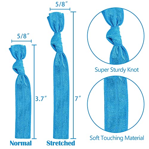 Meedee 100 Pack Turquoise Blue Elastic Hair Ties For Women No Crease Soft Elastic Ribbon Hair Ties Knotted Hair Ties No Damage Pony Tails Hair Ties Ouchless Hair Ties Yoga Hair Ties Elastic Bracelets #TOP2