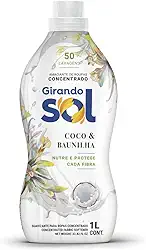 Girando Sol Amaciante Concentrado Coco E Baunilha 1L Amaciante De Roupas Concentrado Branco Nutre E Protege Cada Fibra Rende 50 Lavagens