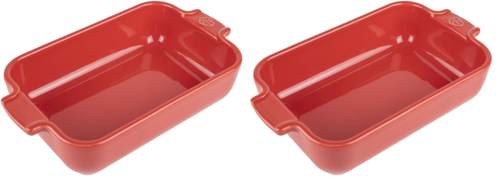 PEUGEOT - Rechteckige Auflaufform aus Keramik - 22 cm x 11,3 cm x 5,1 cm - Fassungsvermögen: 0,85 L - 10 Jahre Garantie - Rot (Packung mit 2)