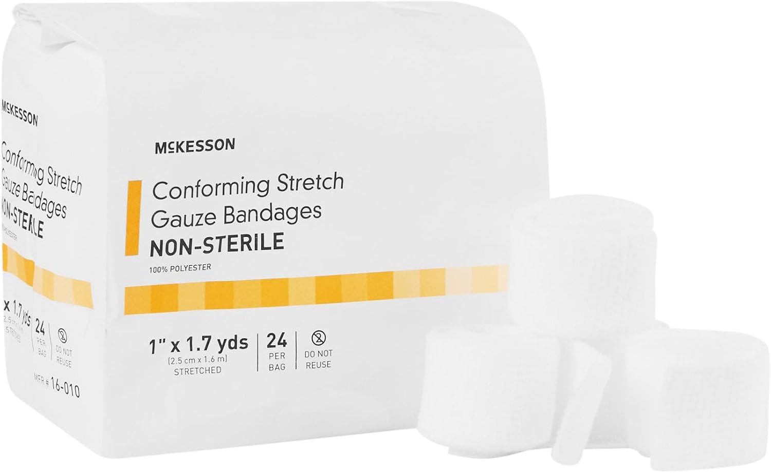 McKesson Conforming Stretch Gauze Bandages, Non-Sterile, 1 in, 24 ct