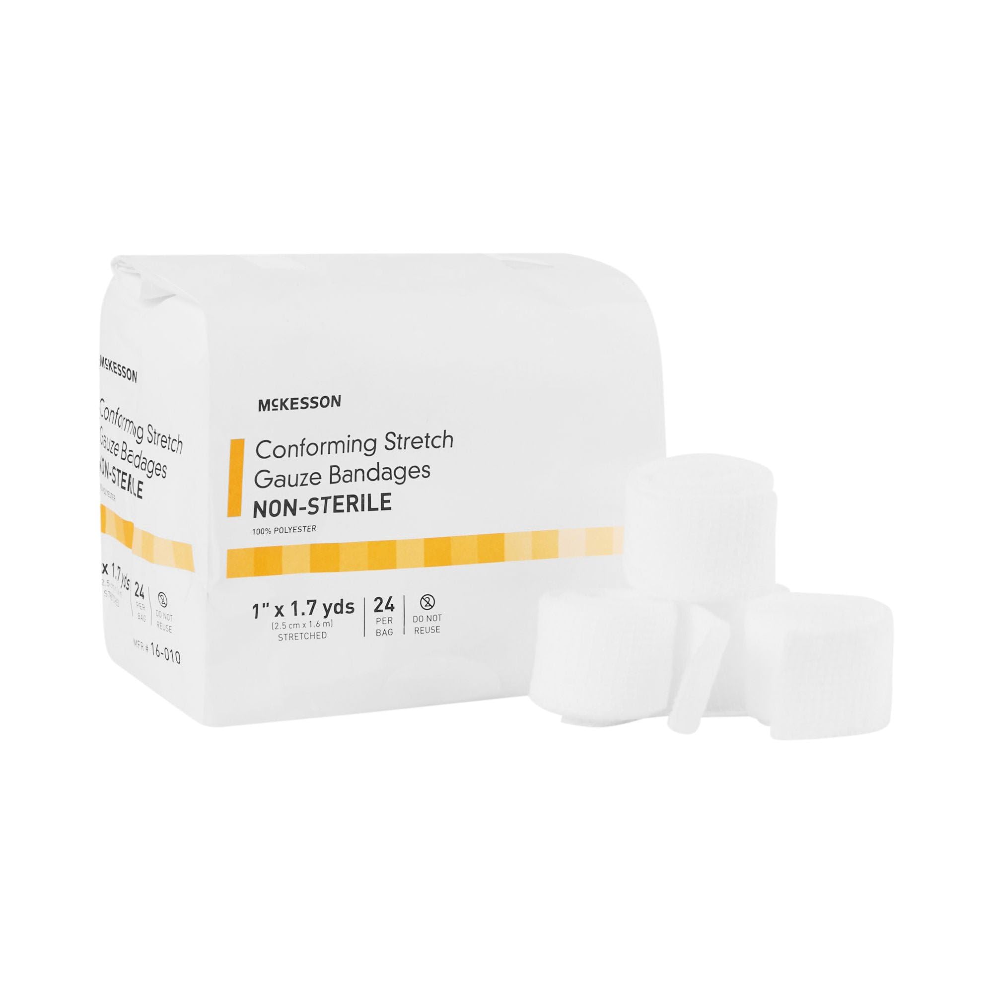 McKesson Conforming Stretch Gauze Bandages, Non-Sterile, 1 in, 24 ct