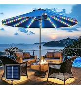 Patio Umbrella Lights Cordless 120 LED Table Umbrella Lights with Remote Control Battery Operated Waterproof Parasol String Lights for 7-11 Feet Outdoor Backyard Beach Umbrella Décor (Warm White)