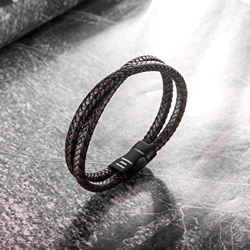 murtoo Mens Bracelet Leather Braided, Brown and Black Leather Bracelet for Men4