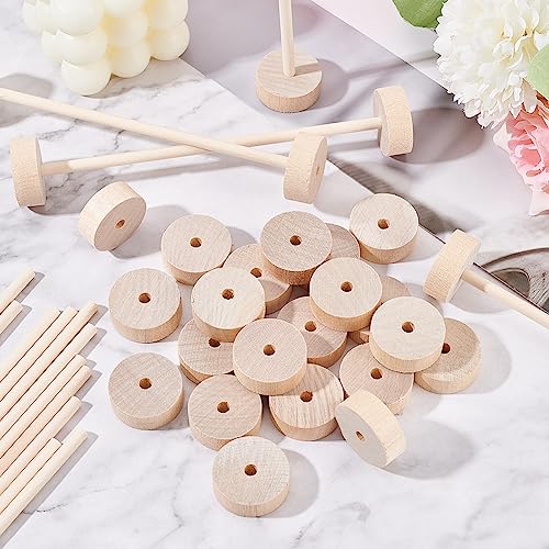 Roues en bois brut OLYCRAFT accessoires de loisirs créatifs et mini voitures - 6