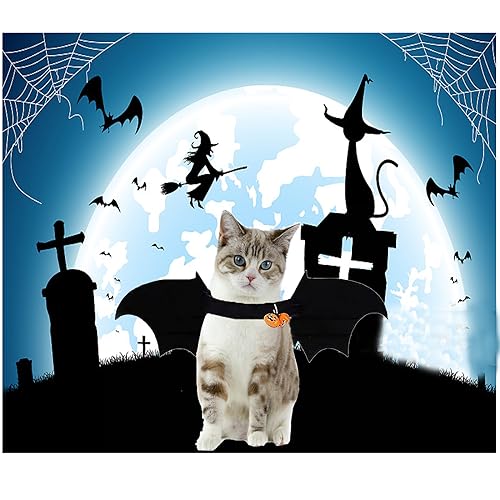 Halloween Haustier Kostüm,Haustier Fledermaus Kostüm,Halloween Hund kostüm, Katze Hund Fledermausflügel mit 2Pcs Pumpkin Bell,für Haustiere, Hunde und Katzen,Halloween Partys