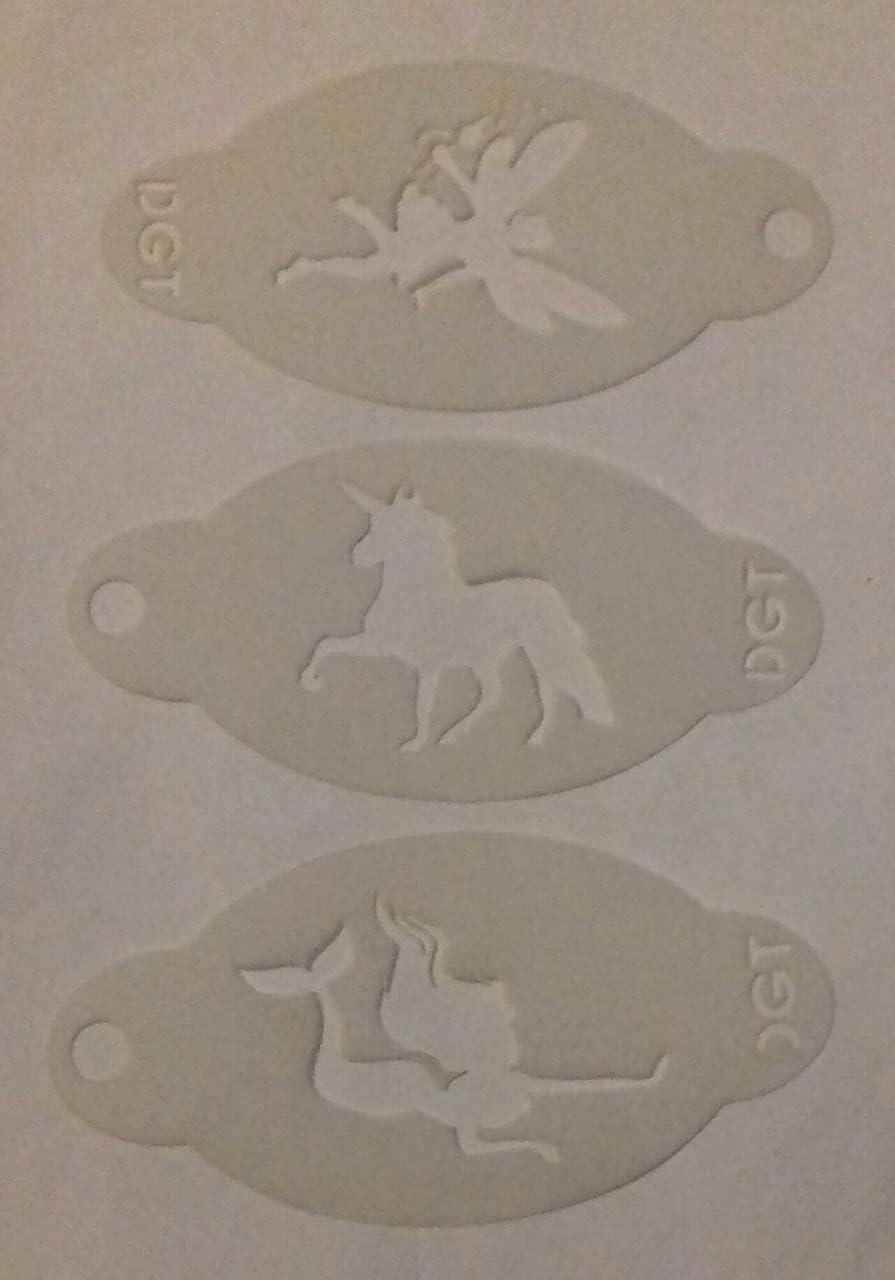 Fairy & Mermaid & Unicorn face Painting Stencils Reusable Many Times (7 Different Designs)