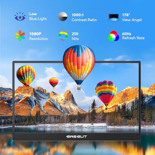Image of Portable Monitor Touchscreen 15.6'' FHD 1080P USB-C HDMI Ultra-Slim Gaming Display, Built-in Stand Speakers HDR IPS,for Laptop PC Mac Phone PS4 /5 Travel Monitors (1080p Touchscreen, 15.6 inch)