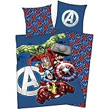 Parure de lit Avengers Marvel Qualité : 100% Microfibre 100% Marchandise Officielle Dimensions: 1 x Housse de couette 140 x 200 cm | 1 x Housse D'oreiller 63 x 63 cm 40 ° C Lavage en machine