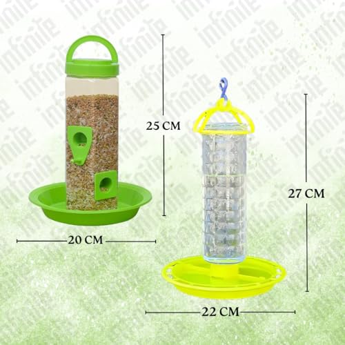 Image of Bird Feeder Water & Food Tray with Nest | Hanging Balcony Bird Feeder for Home Garden | Attracts Sparrows, Parrots, and More - Ideal for Outdoor Use (Food + Water Feeder)