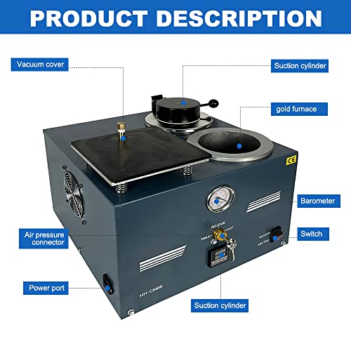 Vacuum Casting Machine, Digital Display Up To 2100°F,2Kg Graphite Crucible For Melting Silver, Gold, Copper, Aluminum (Vacuum Casting Machine Pro) #TOP1