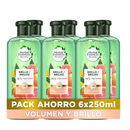 Herbal Essences bio:renew Pomelo Blanco Y Menta Mosa Volumen Champú, En Colaboración Con El Real Jardín Botánico De Kew 6 x 250