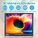 JaiHo 14 Inch LCD Security CCTV Monitor, 1024x768 4:3 Resolution Color TFT LCD Display Screen with HDMI/VGA/BNC/AV Ports for Surveillance Camera, STB and Other Video Equipment, Built-in Speaker