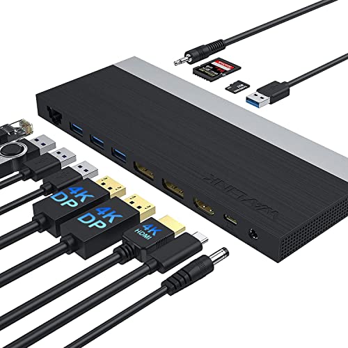 Questo dock per laptop USB C è compatibile con tutti i dispositivi Thunderbolt 3/4. Come Dell XPS 13/15/17, HP Spectre x2/HP Spectre x360, Lenovo Yoga 720/910/920/930, Surface Pro 7/X/Go/Laptop 3, MaBook Pro Air 2022-2018, ecc. Assicurati che i tuoi laptop abbiano una porta USB Type-C completa (supporto per Display). Porta, ricarica, dati protocollo).