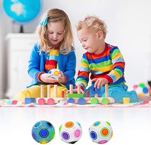 lunaoo Magic Ball Puzzle Rainbow Ball Cube, Spherical Cube Twisty Toy Kids 4 Pack