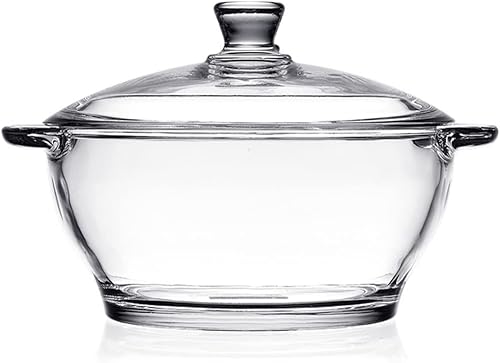 ERINGOGO Olla de cocción de vidrio con tapa de olla de estofado de 2,5 l, olla de sopa de vidrio para alimentos para bebés, leche, verduras, sopas y